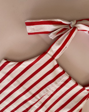 Load image into Gallery viewer, Red Stripe Knot Romper
