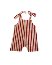 Load image into Gallery viewer, Red Stripe Knot Romper
